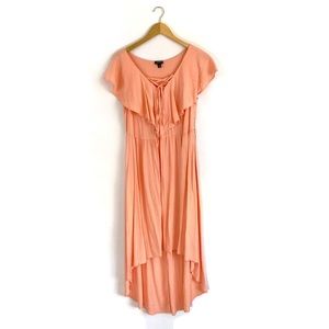 Torrid High Low Lace Up Ruffle Midi Dress 10 Large